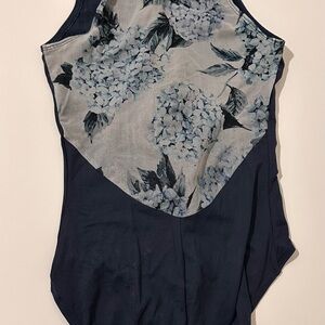 Ainslie Wear blue and grey zip up leotard